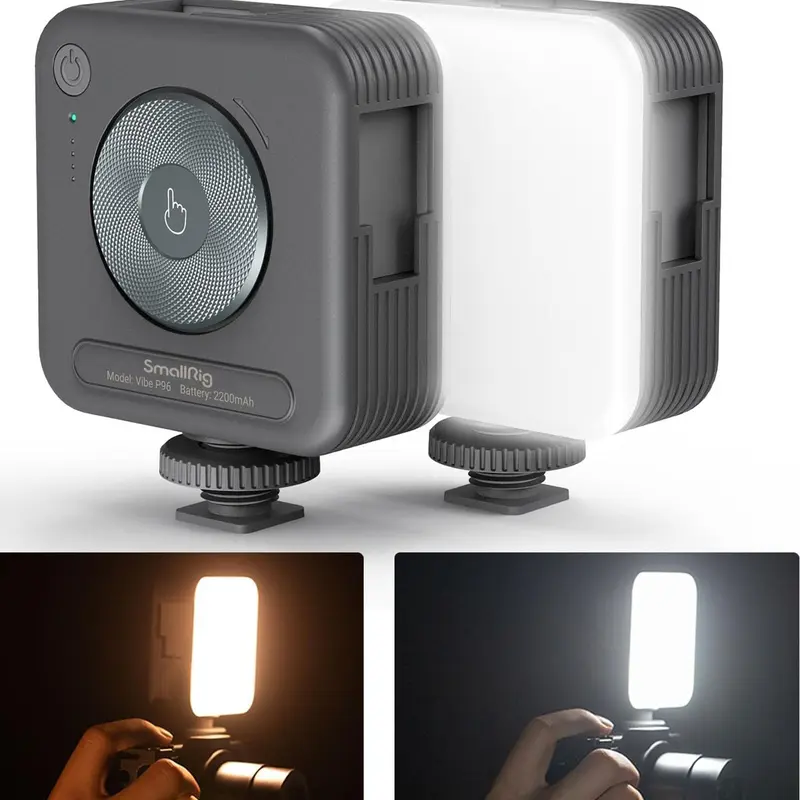 SmallRig P96 Series LED Mini Ring Light - 96 Beads, 2200mAh Rechargeable Lithium Ion Battery, CRI 95+, Adjustable Color Temperature 2700-6500K, 3 Cold Shoes, LCD Screen, Vlogging Equipment for Digital Cameras, Studio Setup