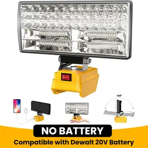 8" Cordless LED Work Light for Dewalt 20V Battery, Two Levels Adjustable Flood Light up to 90W 5400 Lumens with USB Charging Port, Portable LED Flashlight for Work, Camping, Outdoor(No Battery)