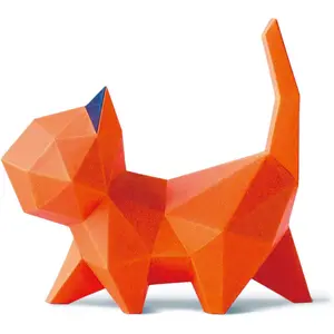 3D Origami Paper Craft Kit, Walk Kitten Cute DIY Pre-Cut  Papercraft Model for Beginners, Fun Handmade Home Decoration  for Adults & -Orange