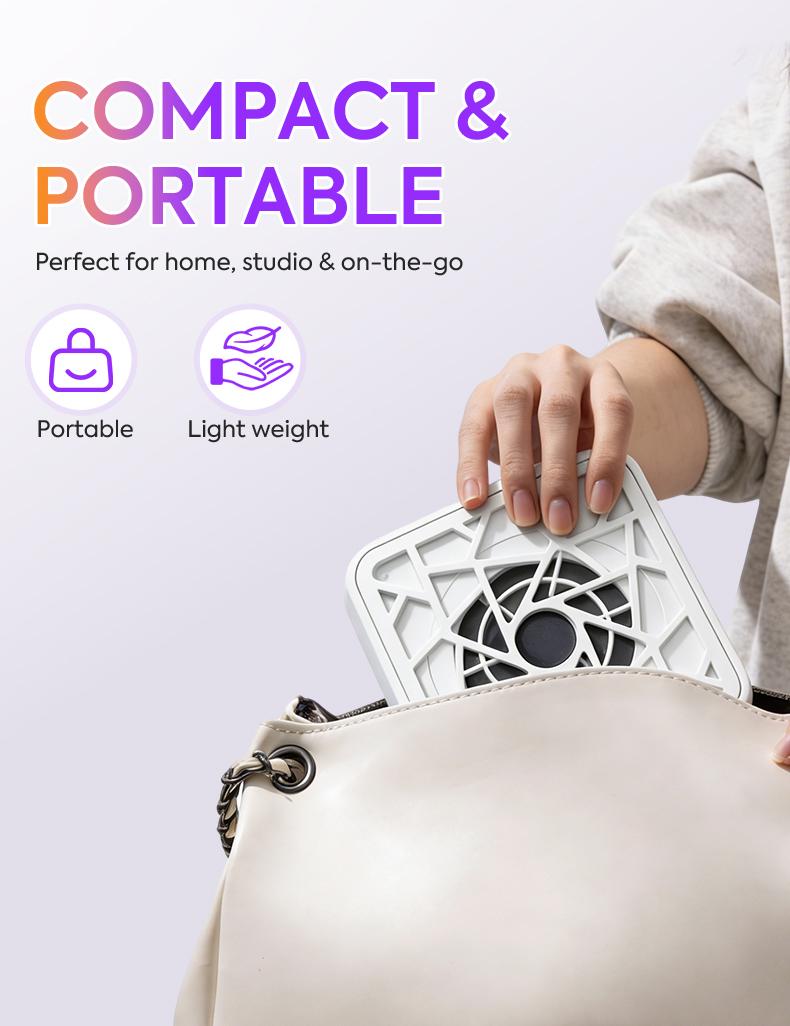 Mini Rechargeable Nail Dust Collector, 6000RPM Powerful Suction Nail Vacuum Cleaner with 10 Speed Adjustable, 2600mAh Cordless Nail Dust Extractor for Acrylic Nails, Portable Nail Salon Dust Collector for Home Use