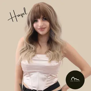HAZEL【WA-SM6088】22inches Ombre Blonde Body Wavy Wig with Bangs for Women Glueless  Synthetic  Full Machines Made Heat Resistant for Party Daily