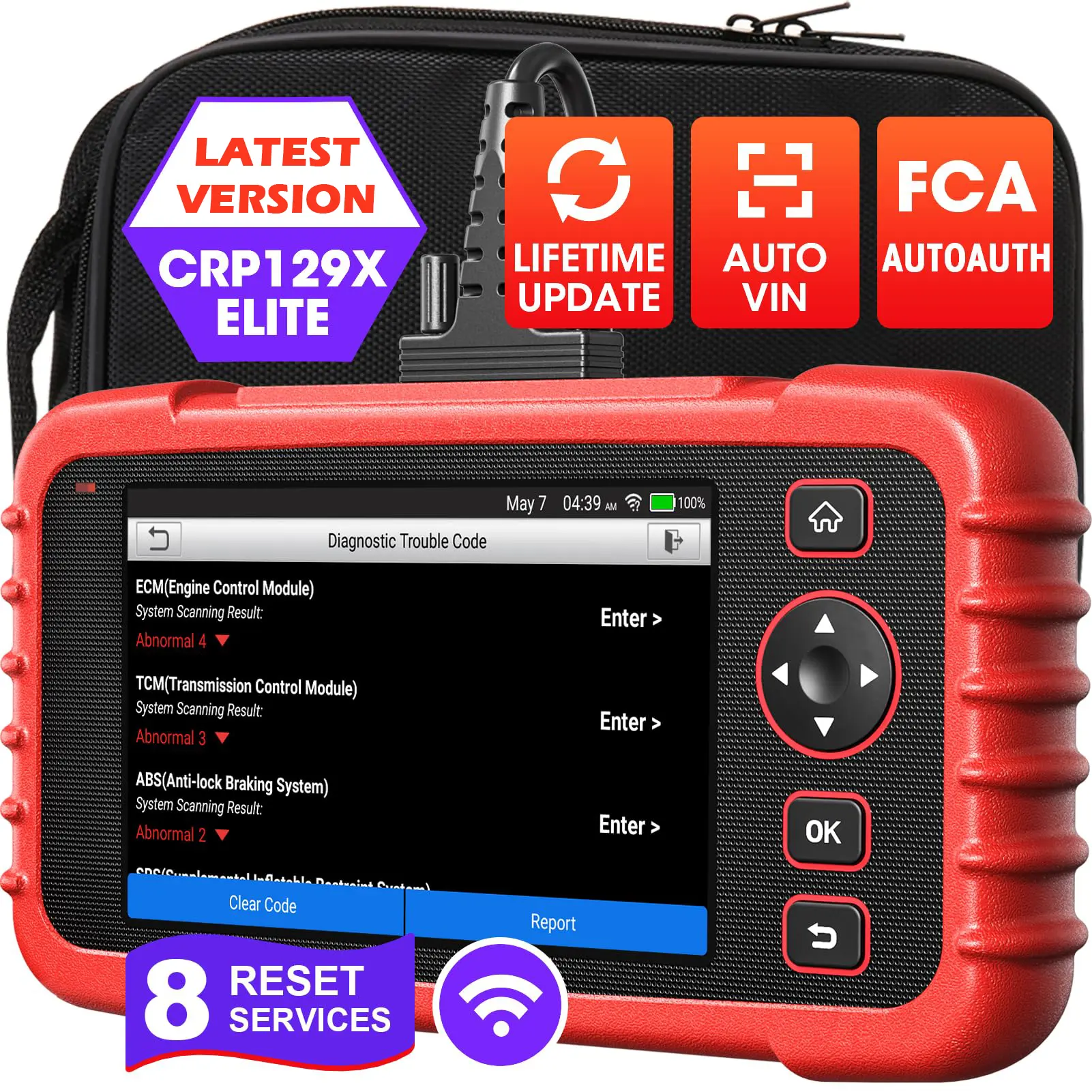 LAUNCH CRP129X V2.0 Elite OBD2 Scanner for Car,Scan Tool for ABS/SRS/AT/Engine, FCA AutoAuth, Lifetime Free Update, Auto VIN,Battery Test car scanner Diagnostic