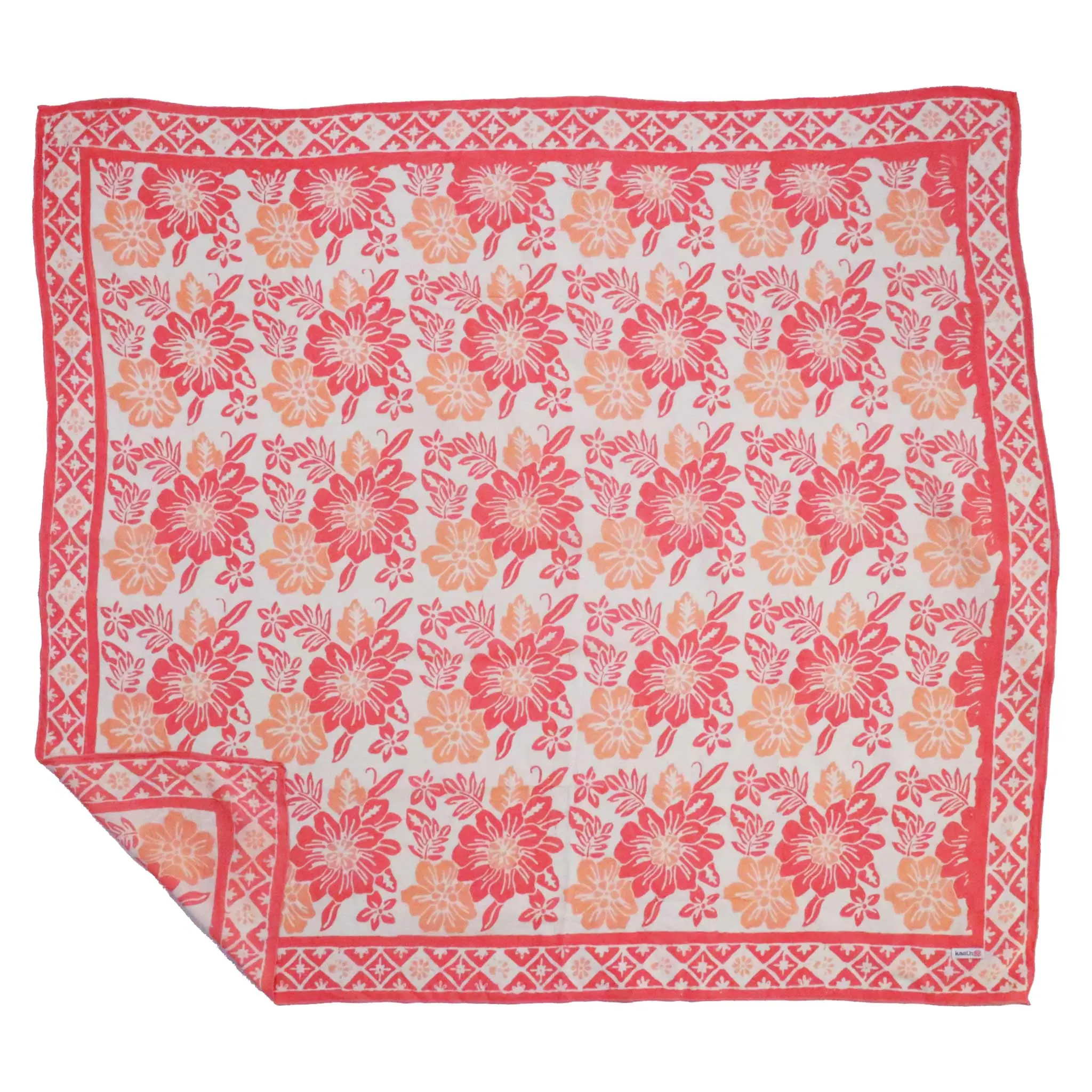 Large 39" Hand Dyed Batik Bandana, 100% Soft Cotton, Pink Bloom