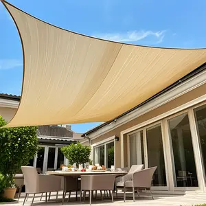 Rectangle Sun Shade Sail Canopy, Patio Shade Cloth Outdoor Cover - Sunshade Fabric Awning Shelter for Pergola Backyard Garden Carport