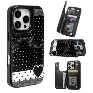 Phone Case: Music-themed textured card pack phone case on black and white polka dot background, compatible with iPhone 17 Pro Max/Air/16/15/14/13/12/11 series and Samsung S22/S23/S24/25 series, is the perfect gift choice