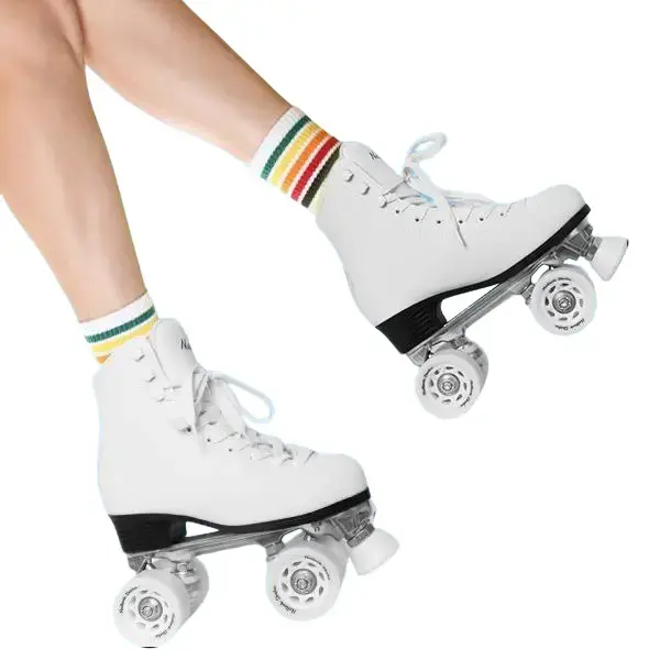Women's PU Leather High-Top Quad Roller Skates - Beginner-Friendly, Indoor & Outdoor 4-Wheel Double-Row Skates