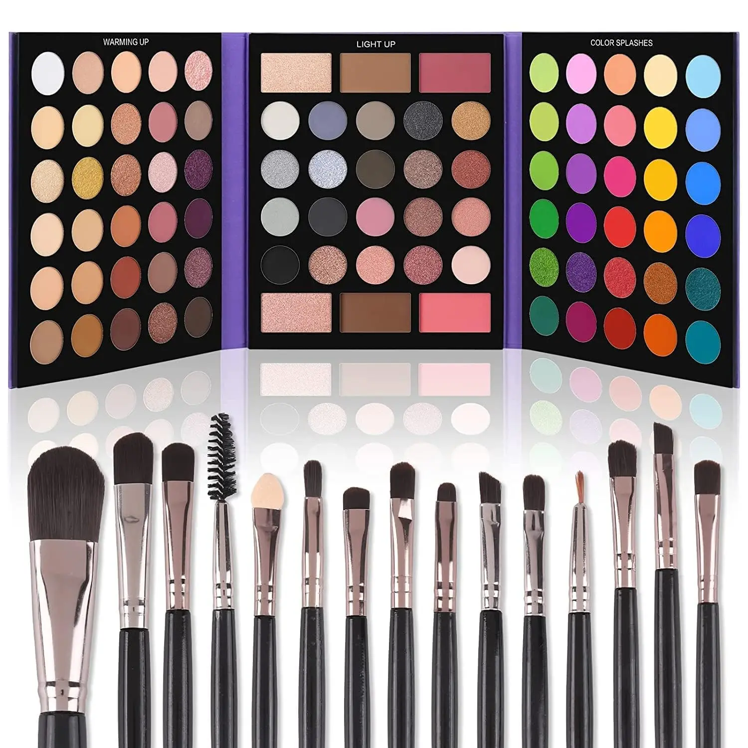 86-Color Eyeshadow Palette & 15-Piece Brush Set - Ultra Pigmented, Cruelty Free & Waterproof Cosmetics with Shimmery, Matte & Glitter Finishes - Makeup Gift Set with Contour, Blush & Highlighter, Shimmery Eyeshadow, Matte Eyeshadow