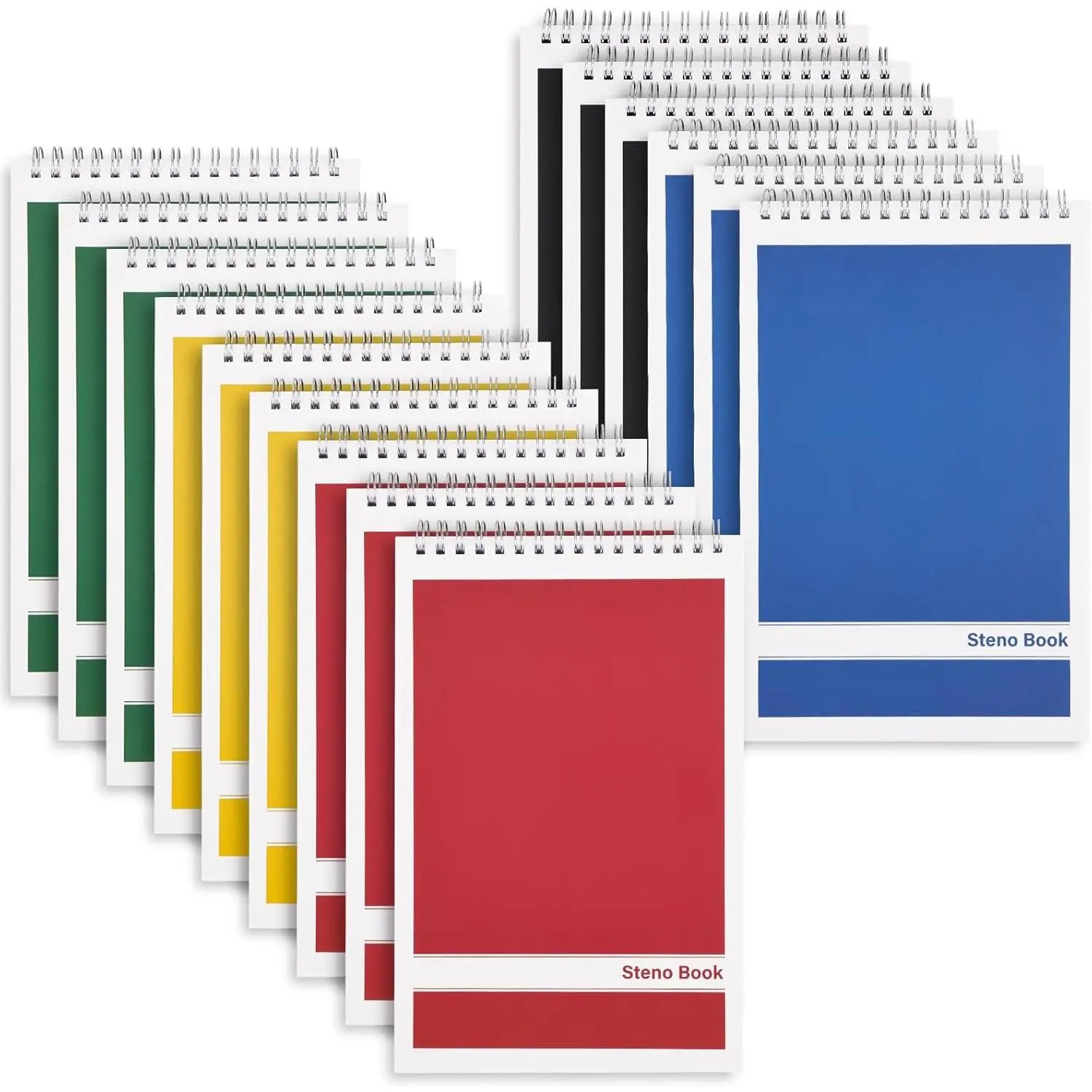 15 Pack Steno Pads 6x9 Inches 80 Sheets Spiral Steno Notebooks Gregg Rule, Pocket Notebooks Colorful Covers with Top Spiral Pads for School, University, College, Work, Office