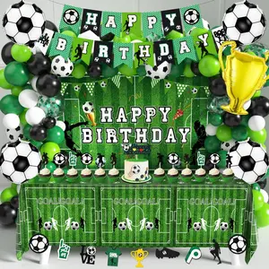 Soccer Birthday Party Decorations Kit-87 Pcs Supplies, including Tablecloth, Backdrop, Banner, Cake Topper, Latex Balloons, Foil Balloons