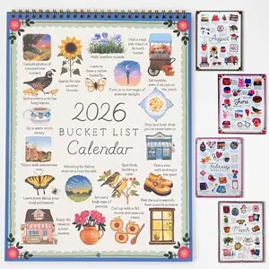 2026 Wish List Calendar Planner Book, Guided Planning Table & Stickers, Colorful Cartoon Patterns, Perfect Gift for New Year, Halloween, Christmas, Birthday