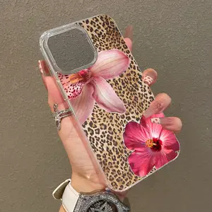 Magnetic Soft Case for iPhone11/12/13/14/15/16/17/promax/air/plus, Exotic Flowers on Leopard Print MagSafe Compatible,Aesthetic Pattern Design Lightweight,AntiScratch,and Trendy