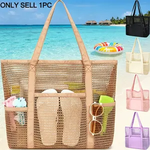 Women's Beach Bag, Summer Travel Mesh Tote, Sand-Resistant Woven Shoulder Bag with Large Inner Pocket—Perfect for the Pool, Cruises, and Vacations