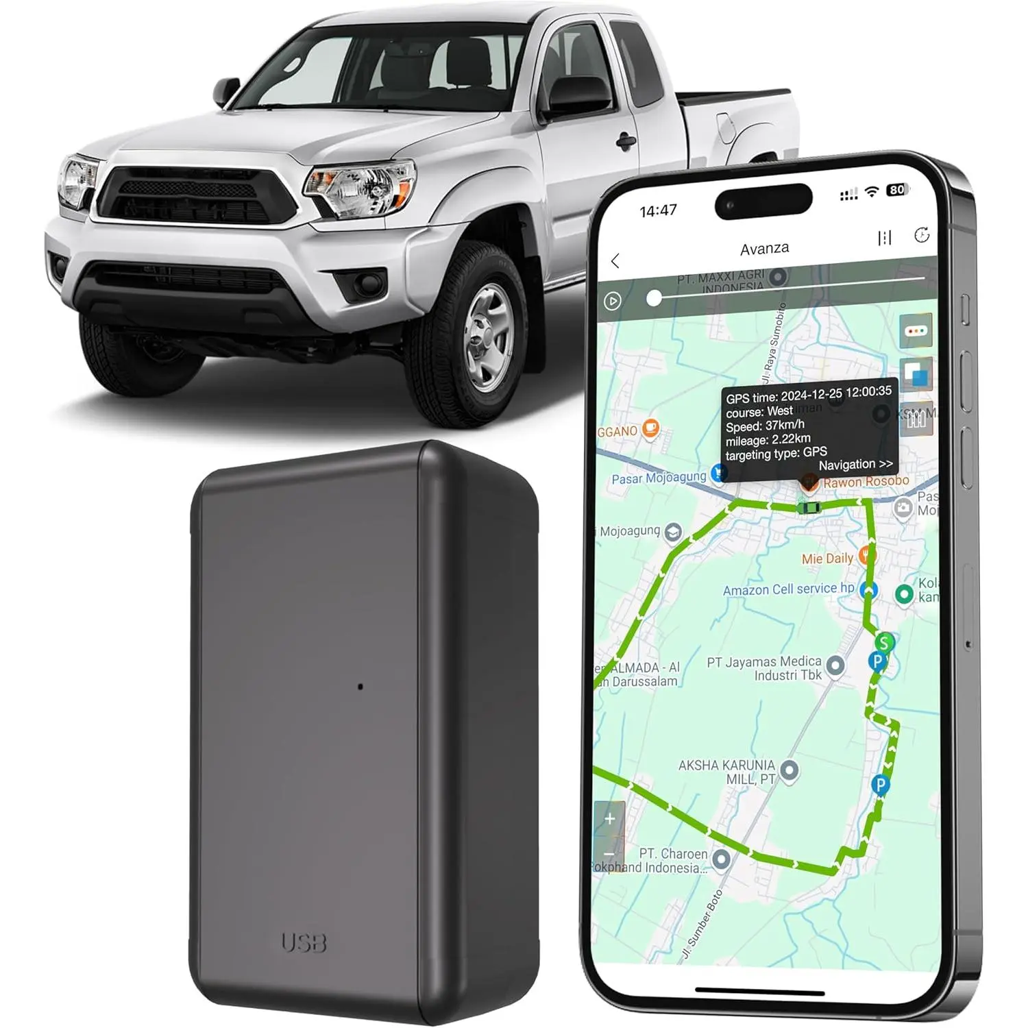 G05a 4G Vehicle GPS Tracker Device - Included SIM Card, No Monthly Fees, Real-Time Monitoring, Global Coverage, Geofencing, Strong Magnet, 6000mAh Long-Life Battery, Android & iOS Compatibility, Mobile Data Support