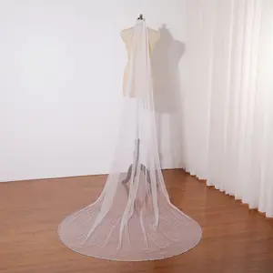 Sparkling sequined wedding veil, Single tier shiny beaded wedding veil, Elegant chapel wedding veil, Soft tulle wedding veil, Short wedding veil, Fingertip veil