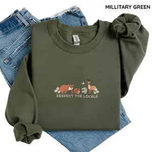 EMBROIDERED Respect The Locals Sweater Respect The Local Wildlife Crewneck Gift For Nature Lover Protect National Parks Postage Postal Stamp Gift For Women