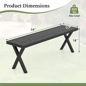 COSTWAY - Patio Metal Bench with Slatted Seat and X Legs