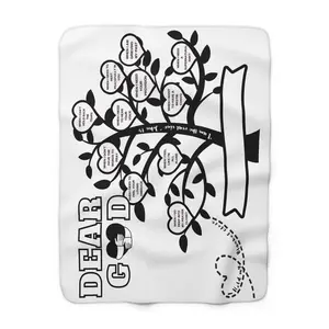 "Dear God" Tree Design Inspirational Sherpa Fleece Blanket - for Comfort & Reflection