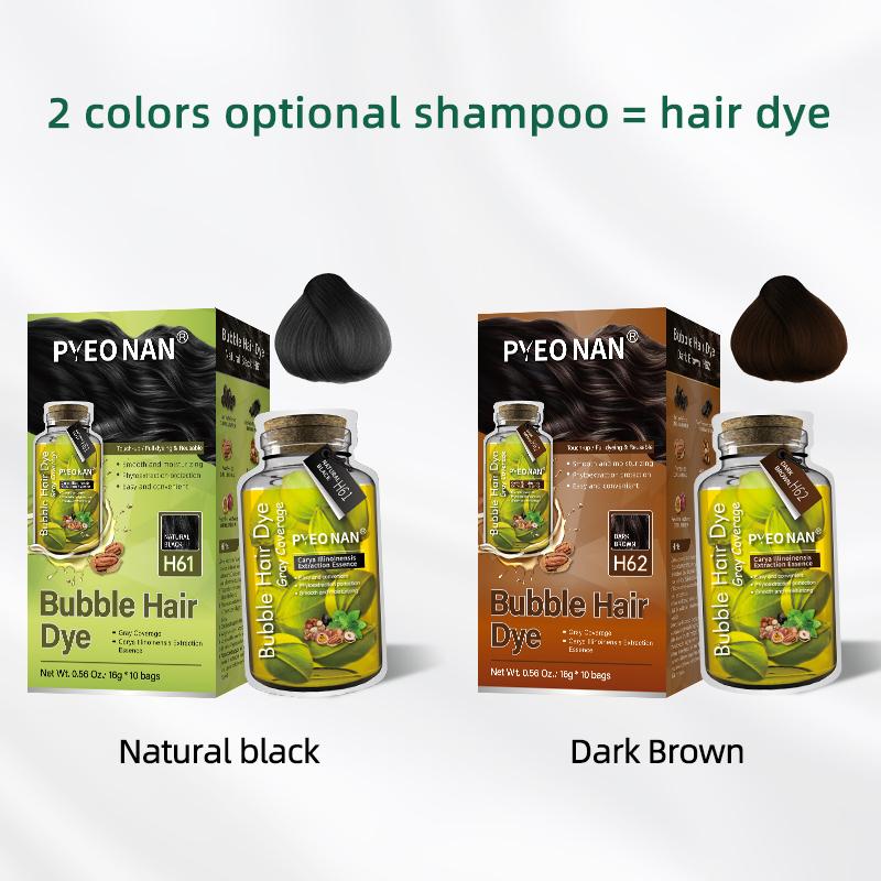 PYEONAN Unisex Bubble Hair Dye, Black or Dark Brown with Herbal Ingredients, No Bleaching, Ammonia-Free, 10 Bags Hair Color 5.6 Oz./160g Haircare Coloring, Springtok