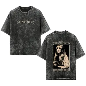 [EOVCAU]Vintage Steviie Nicks Tour Graphic acid wash Short Sleeve T-Shirt, Retro Stevie World Tour T-Shirt,Unisex Cotton Crewneck Women's Tops，Don't Be a Lady Be a Legend Tshirt,Summer country concert outfits,Unique Music Fan Gift