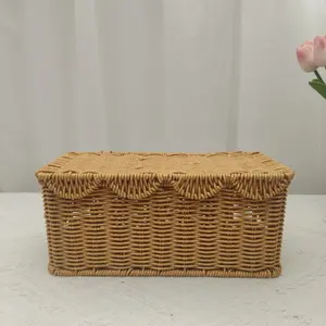 Handmade Woven Desk Cable Organizer Box with Lid, Office Power Cord Hider, Home Data Line Manager, Perfect Holiday Gift