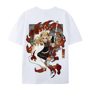 Demon Slayer Rengoku Kyojuro Flame Hashira Anime Tee Cotton Tshirt Unisex Streetwear Couple Gift