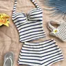 Women's Vacation Striped Chic Off-Shoulder Sleeveless Crop Top and Shorts Set, Perfect for Holidays, Parties, Beach Wear, Casual Lounge Fashion, Clothing Sets