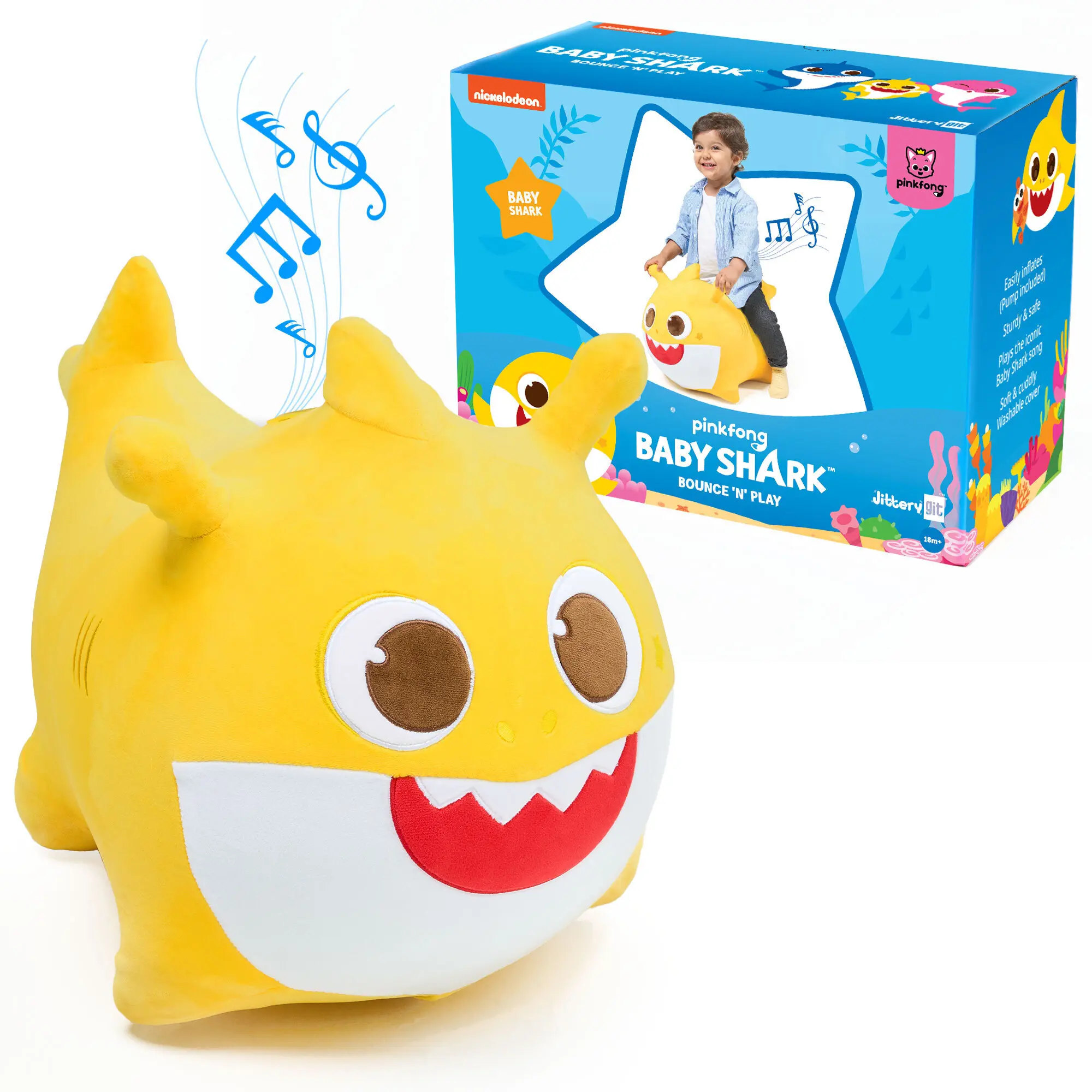 Pinkfong Baby Shark Inflatable Ride-On Bouncer Toy for Babies 18m+