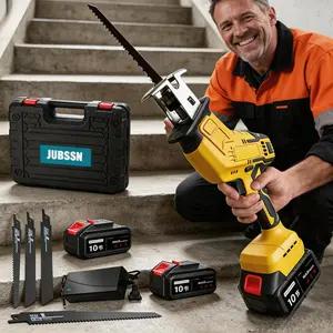 Cordless Reciprocating Saw, 0-3500 RPM Electric Saws with 4 Blades & 2 Batteries, Tool‑Free Change, Handheld Saw Lightweight, Battery Reciprocating Saws for Cutting Wood PVC Pipe (Yellow)