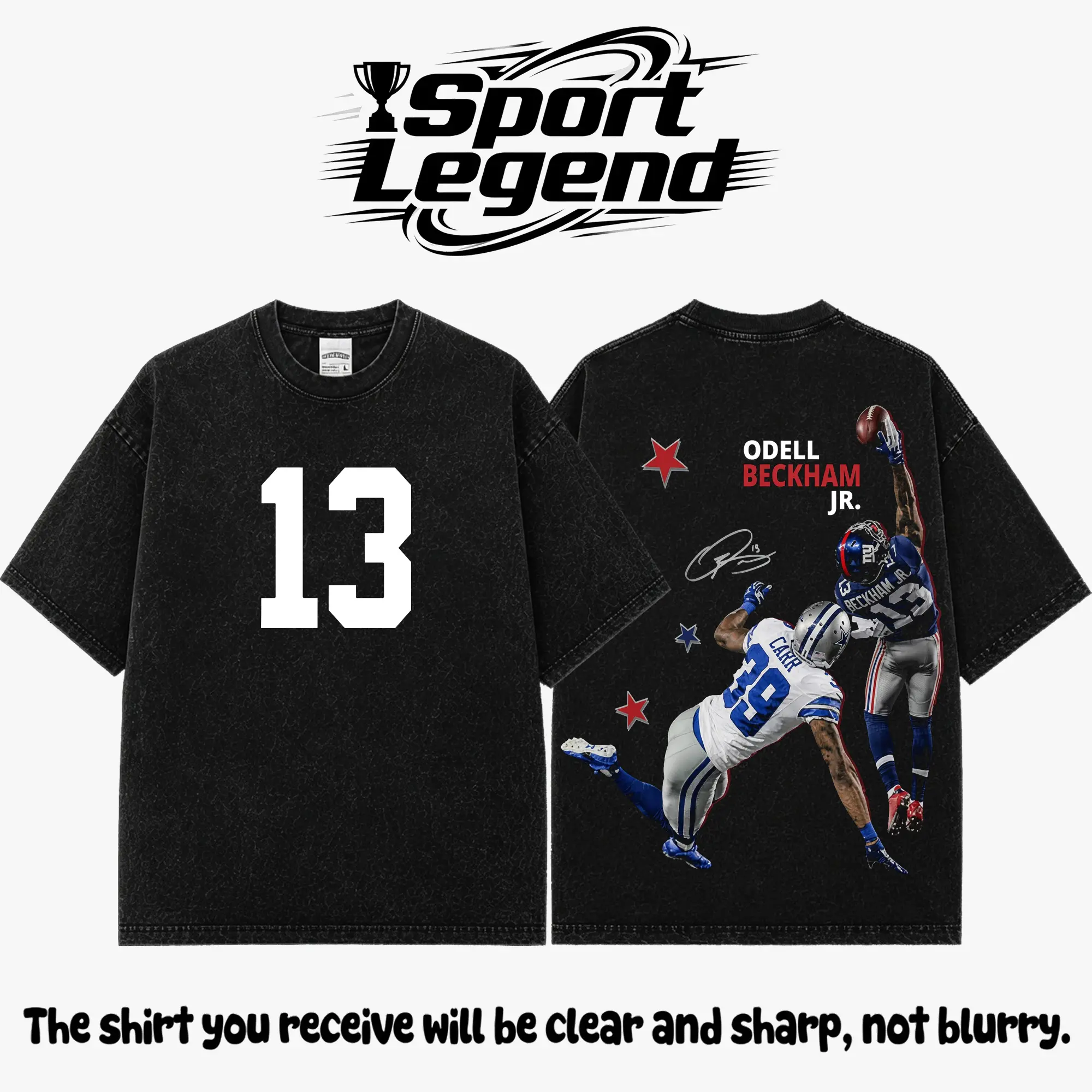 Odell Beckham Jr. #13 Premium 100% Cotton T-Shirt, New York Football Fan Graphic Tee, Vintage Big Blue Streetwear Shirt, Heavyweight Game Day Apparel, Gift for Football Fans