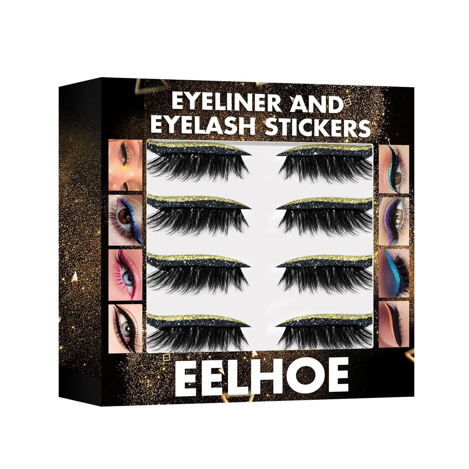 EELHOE 3D glitter, seven-color eyeliner, false eyelash sticker, glue-free self-adhesive eye makeup sticker, eyeshadow sticker.