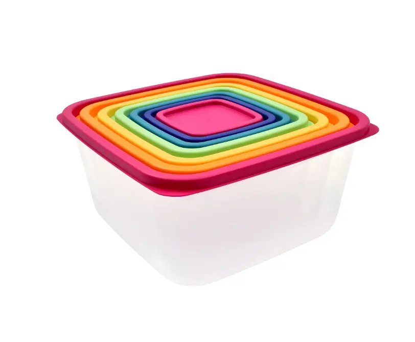 14PCS Colorful Plastic Food Storage Containers, Kitchen Meal Prep Preserving Set