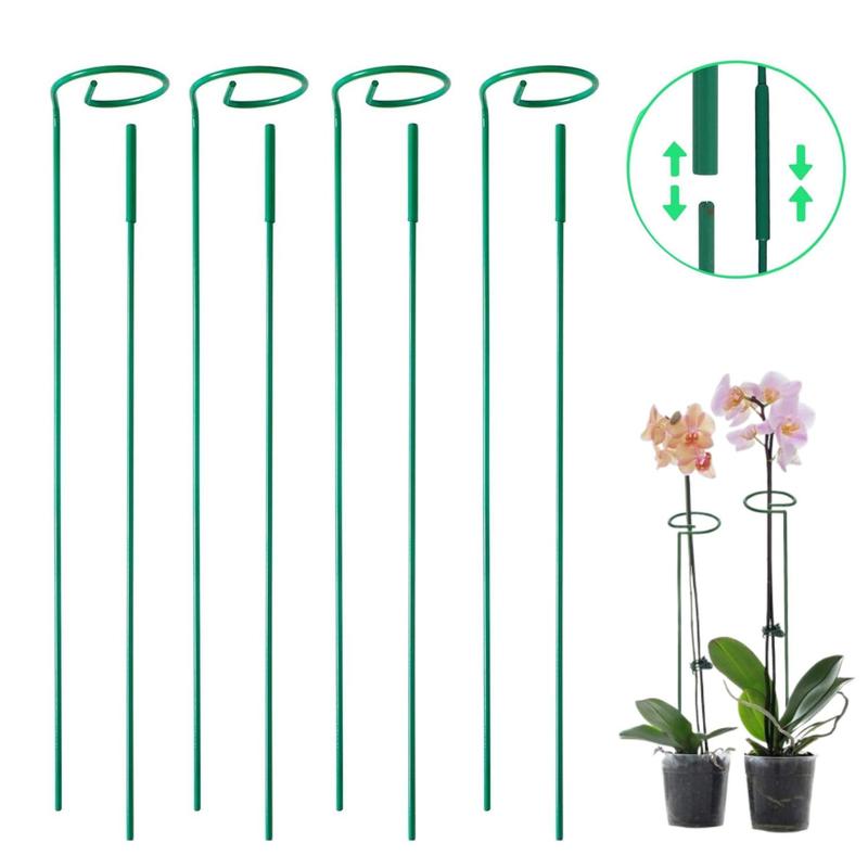 4 Pack Green Plant Stakes Set,16 Inches Plant Support Stakes for Outdoor Plants,Garden Flower,Tomato,Fasteners & Hooks,Christmas Party Gifts,Hand Tools Kits