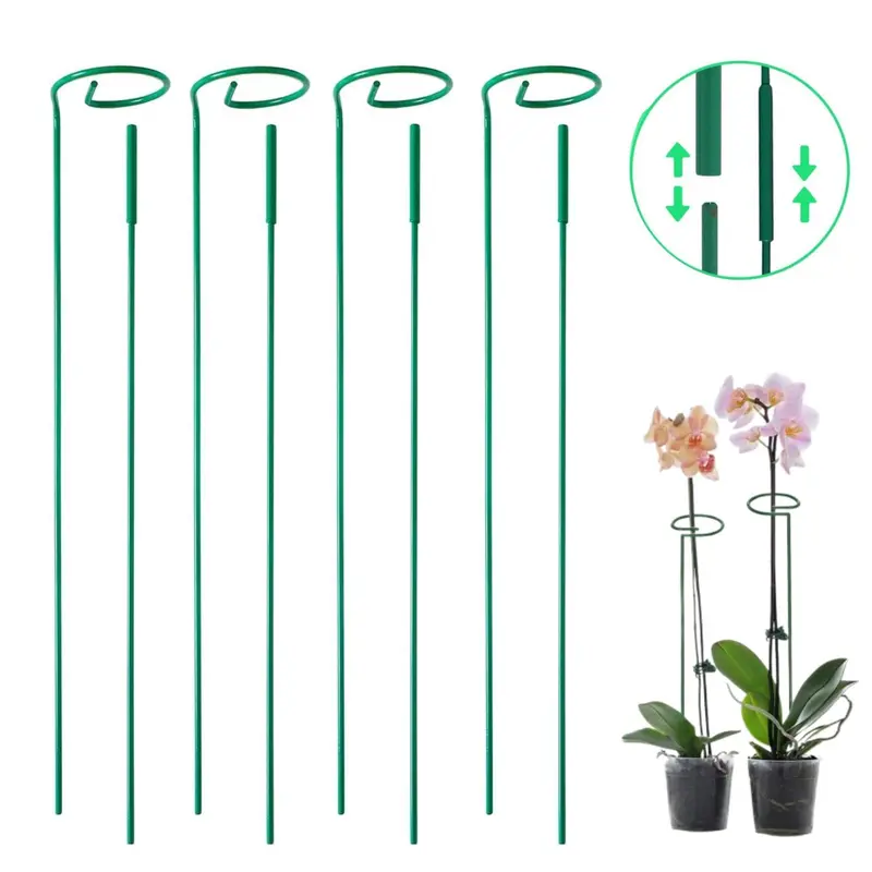 4 Pack Green Plant Stakes Set,16 Inches Plant Support Stakes for Outdoor Plants,Garden Flower,Tomato,Fasteners & Hooks,Christmas Party Gifts,Hand Tools Kits