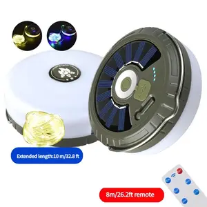 Solar Camping String Light, 32.8ft Rechargeable Waterproof Tent Light can As a Power Bank, Outdoor LED Lamp with Magnet Suction, Metal Hook & Battery Display