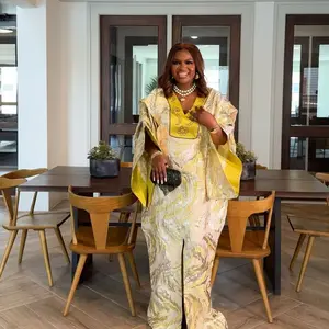 Omalica Brocade Women Bubu Dress - Very Stylish Classy Sophisticated for Any Occasion - Elegant Yellow Design