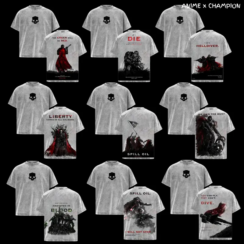 COLLECTION Helldivers 2 Game Vintage Tee Washed Oversized T-Shirt, crafted from heavyweight washed cotton for premium softness, relaxed oversized fit, durable quality, brand new release for fans