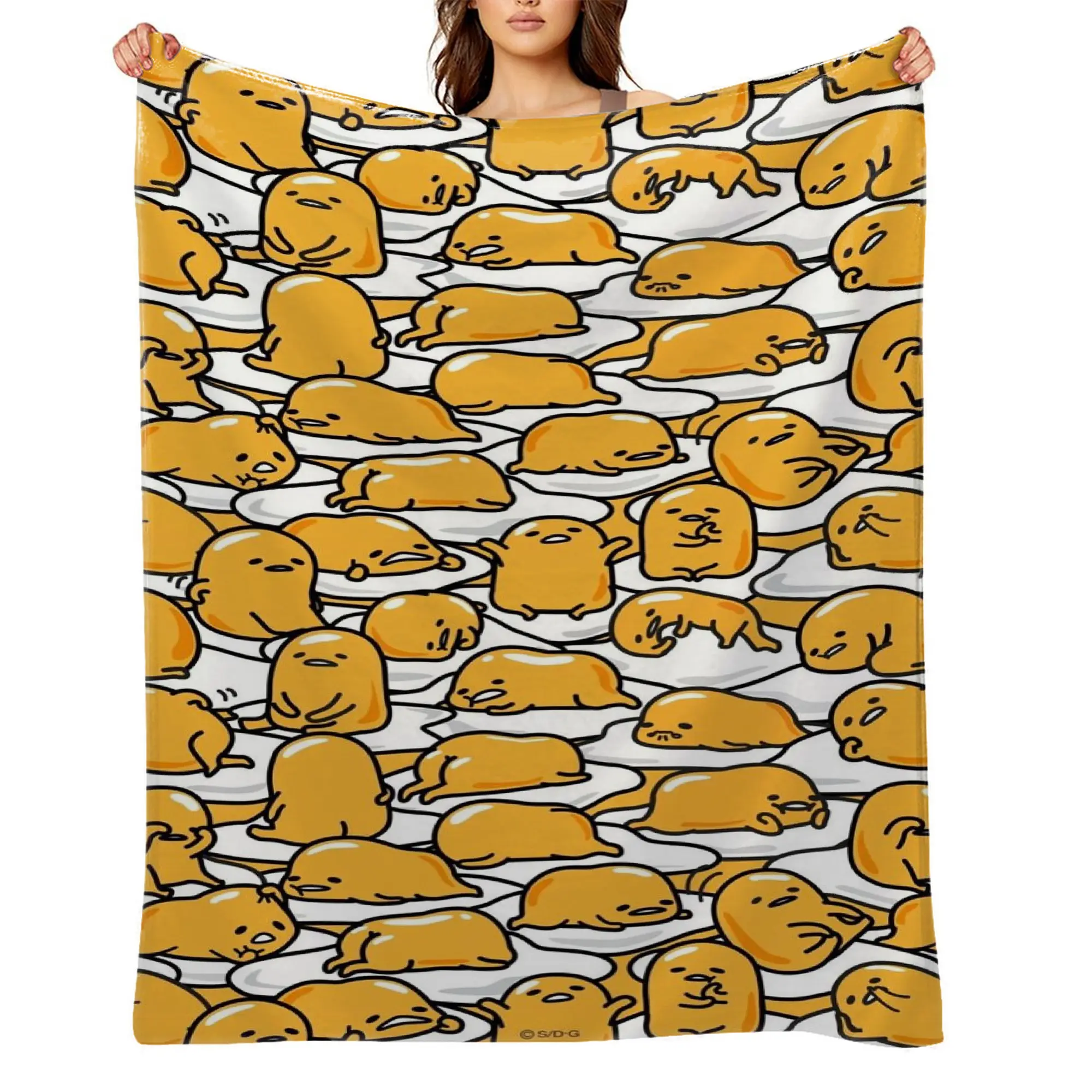 Gudetama Anime Flannel Throw Blanket for Children - Ultra Soft, Wrinkle Resistant, Anti-Shrink, Durable, Quick-Dry, Machine Washable, All Seasons Cozy Throw, Perfect Gift A-40