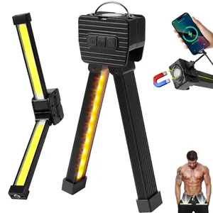 Gym Light for Posing, Portable Magnet LED Flashlight with Hanging Hook, 180 Degree Folding, 7th Gear Dimming, USB Rechargeable Multifuctional work light for Camping, Repairing, Fitness
