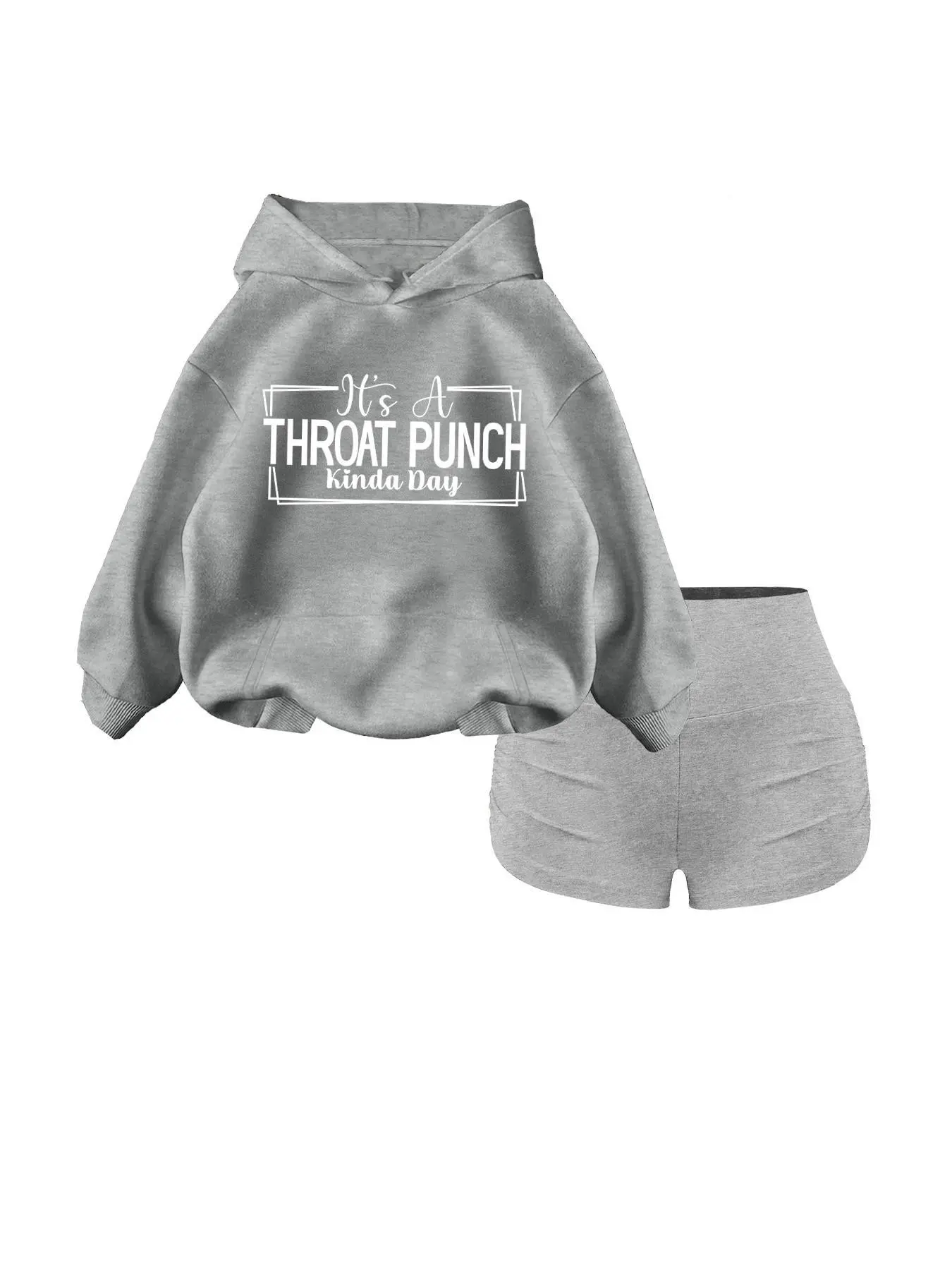 Women's Hooded Sweatshirt Set with High Waist Ruched Shorts, Casual Spring & Fall, Soft Fabric, Perfect for School and Club Parties, Womenswear Outfit Clothes