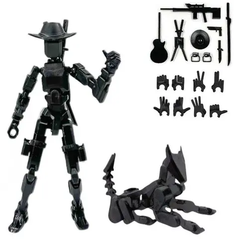 T13 Action Figure Set with Robot Dog, Titan 13 Action Figure, 3D Printed Multi-Joint Toy, Holiday Gift, Desktop Collectible Model, Action Figurine, Jointed Action Figure, Articulating Figurine, Articulated Figurines, Articulating Figures