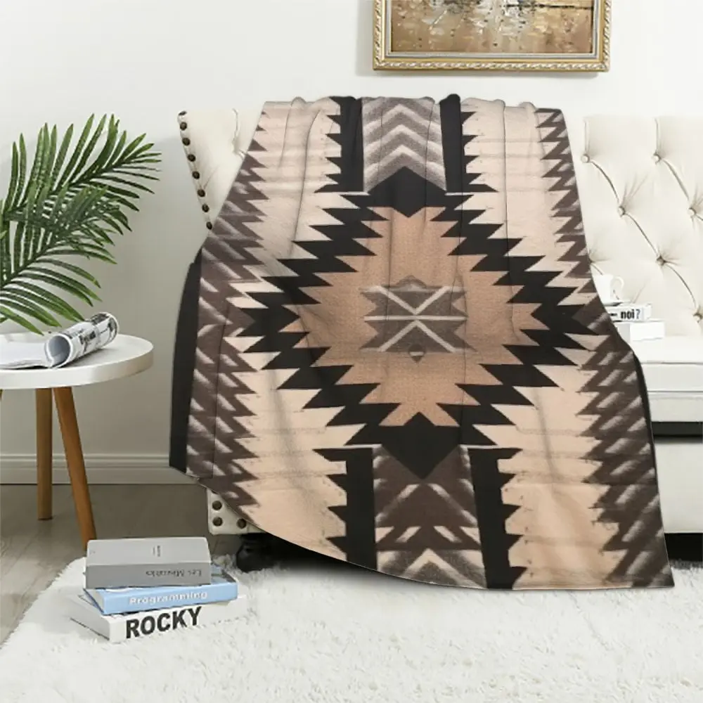 Nawypu  Mexican Blanket - Southwest Print Geometric Design- Handwoven Vintage Wall /Throw from Mexico/Beach/Picnic/Thick Mexican Yoga BlanketFather's Day Thanksgiving Halloween Valentine's Day Holiday Gifts