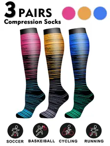 Compression Socks 15-20mmhg Moderate Support, Sporty Design for Running & Nursing, Ideal for Men Women Pregnant Women Blood Circulation