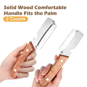 2-in-1 Vegetable kitchen gadgets fruit peeler with Stainless Steel Blade Bottle Opener, Wooden Handle Kitchen Tool for Potatoes, Papaya Pumpkin