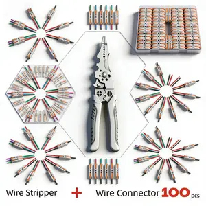50-100Pcs High Quality Lever Wire Connectors Combo Kit with Wire Stripper Compact Quick Connect Terminals for Automotive Wiring Home Circuit Maintenance DIY Electrician