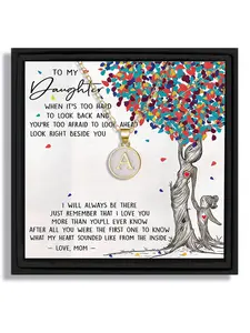 Christmas Birthday Party Anniversary Gift For Daughter | 26 Letters A-Z Initial Necklace (O Chain) | With Heartfelt Message Card & Gift Box | Stylish Minimalist Pendant