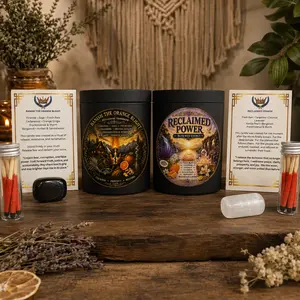 Banish The Orange Blight & Reclaimed Power Candle Set | Luxury 2 Pack Ritual Candle Gift Set with Crystals, Matches & Intention Cards