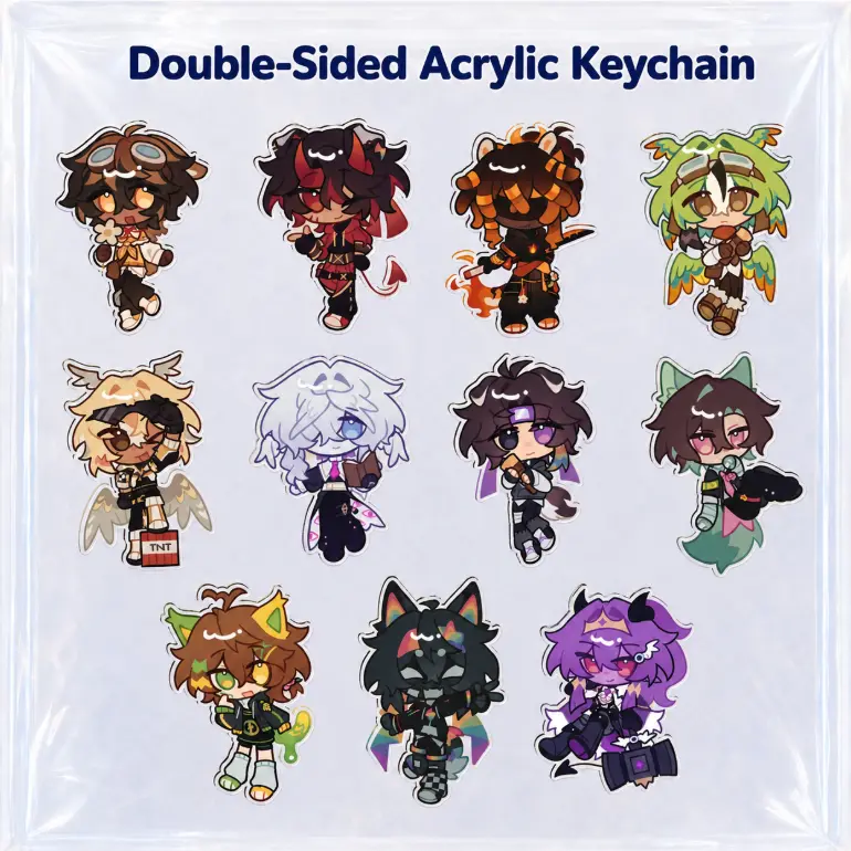 Unstable Universe MCYT Double-Sided Acrylic Keychain – Minecraft SMP Creator Chibi Fanmerch Collection