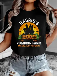 100% Cotton Women T-shirt Hagrid’s Est. 1962 Pumpkin Farm Magically Grown Halloween T-Shirt