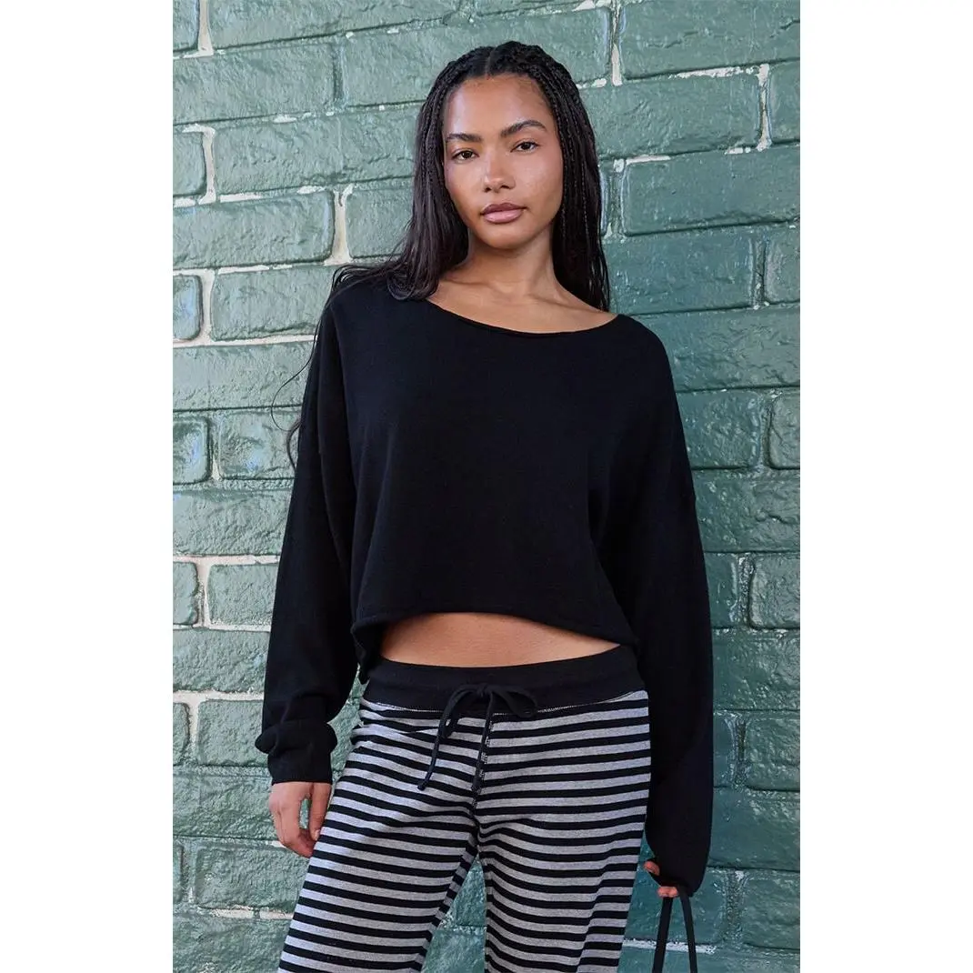 John Galt Women's Black Cameron Cropped Sweater John Galt Women's Black Cameron Cropped Sweater