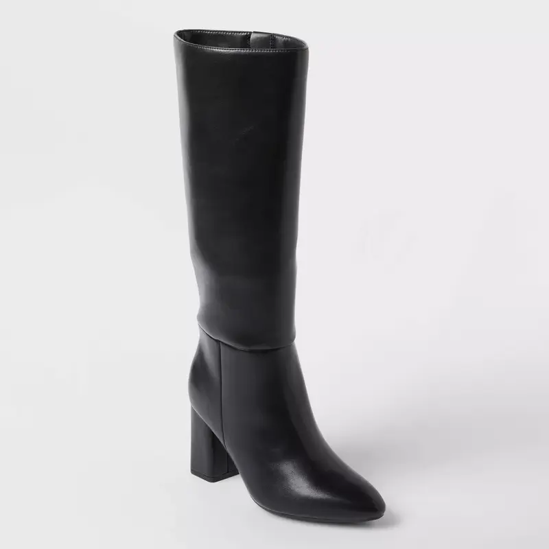 Women’s Evangeline Under Knee Heeled Boots with Memory Foam Insole - A New Day
